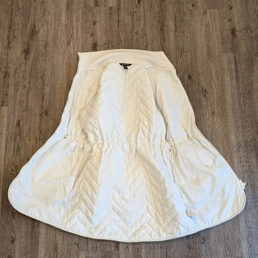 ATHLETA Mendocino Quilted Puffer Coat Magnolia White Midi Length Womens Medium M - Picture 4 of 10